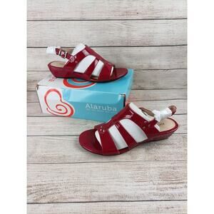 Alaruba Women's Sandals 8M Adjustable Ankle Strap Red